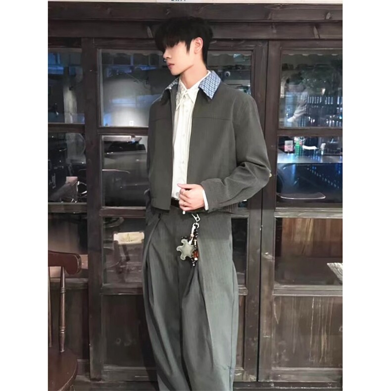 文艺慵懒潮流原宿可拆卸双领夹克休闲外套简约新款时尚气质JA911,男装夹克,星座1116A（原606A-3）