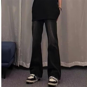 W10691-P21 特批 网图现货 黑色水洗牛仔裤美式高街vibe修身长裤图片