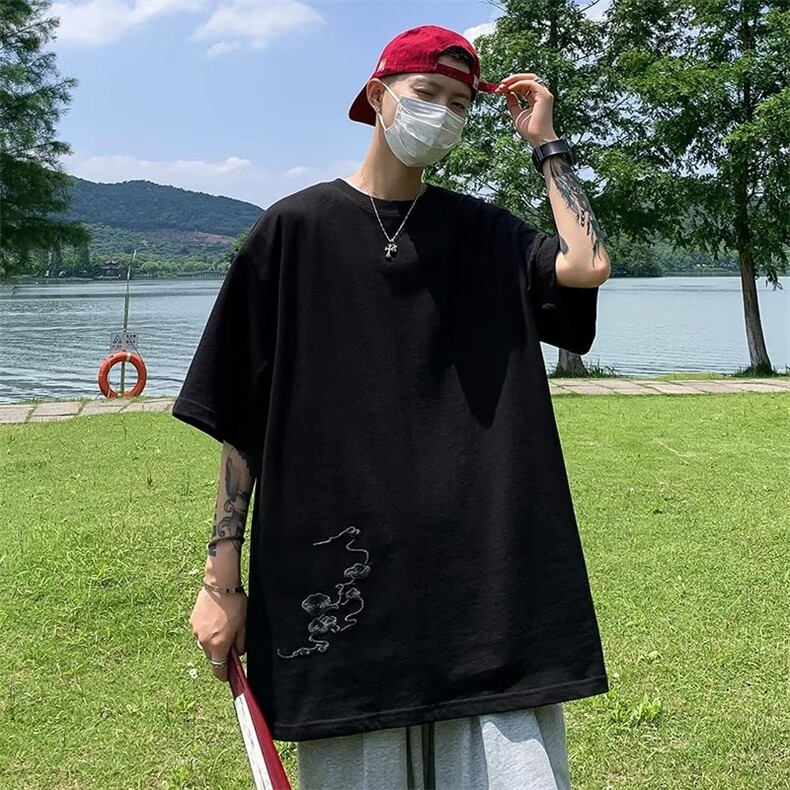 短袖t恤男夏季美式复古潮牌ins百搭舒适青少年潮风半袖,男装T恤,星座716-2