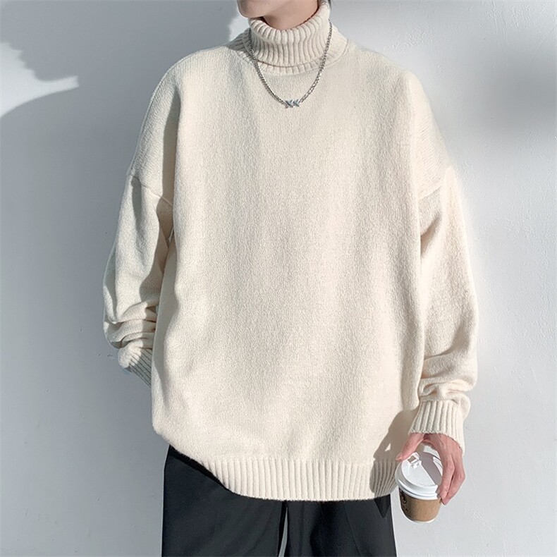 秋冬季男高领毛衣慵懒风加厚宽松打底衫外套复古羊毛衫MY6064P40，男装T恤，星座1013-5