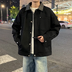 新款中性风纯棉夹克男翻领撞色上衣外套A157B-J2520-特P85，男装夹克，电商A157B