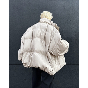 冬季小众解构PU皮加厚棉服外套金属绑带设计感面包服MY088-P110图片