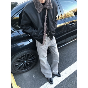 1506-1/MS50471/P88短款棉服狼毛哈灵顿棉服环保毛领夹克外套男女图片