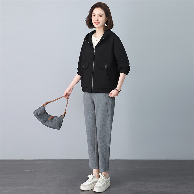 2024春秋季时尚简约大方气质优雅显瘦休闲潮流纯色外套,女装套装/套裙,独衣靓