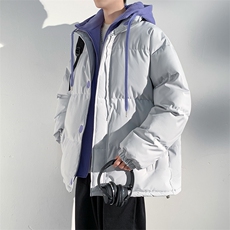 冬季青少年连帽假两件外套加绒加厚休闲简约棉衣棉服5303-P85，男装棉衣，电商B306