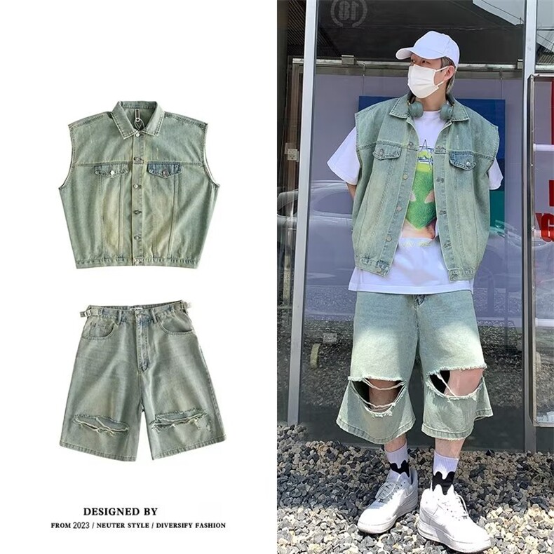 男潮流休闲套装宽松套装牛仔套装 TA004 P80图片