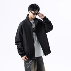 港风美式日系褶皱设计感立领夹克外套男潮XZ213-JK1234-P88控108，男装夹克，星座213