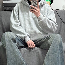 抖音得物高品质二开25秋冬美式重磅宽松纯色连帽拉链高领卫衣W65，男装卫衣，电商A486