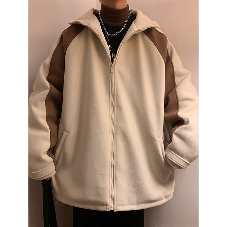 撞色棉衣毛呢外套加厚夹克棉袄港风棉服日系1016-1W88P128K158,男装夹克,星座1016-1（原电商B408-1）