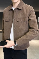 2025新款加绒麂皮外套男秋冬季加厚保暖夹克A313-PY58-1-P150，男装夹克，电商A313