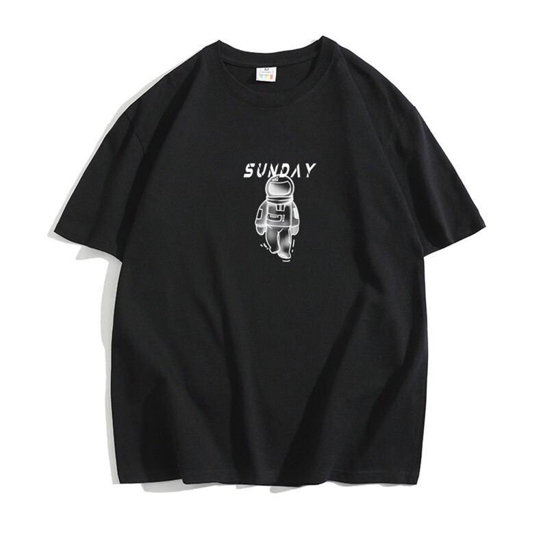 CL2男女中性圆领短袖半袖T恤衫外套大码太空人印花学生TEE潮宽松,男装T恤,星座115A-1