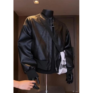 机车款皮夹克美式立领棒球服，网图-A061-AJ01697-特P55图片