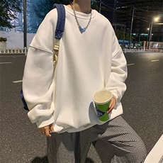 日系简约纯色大码男士卫衣秋季新款休闲宽松潮流外套WB100-P24，男装卫衣，星座412-3