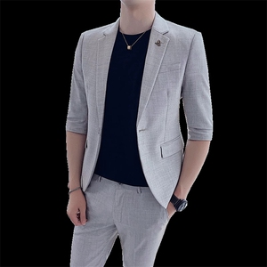 24年夏季薄款西装两件套礼服套装男装西服套装1012-W2101-P195图片