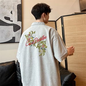 可设48小时支持抖音得物来样二开 网眼透气翻领t恤美式短袖POLO衫图片