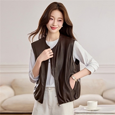 【春季女装新款】2026大量现货时尚洋气百搭皮衣马甲外套，女装皮衣，缘衣格