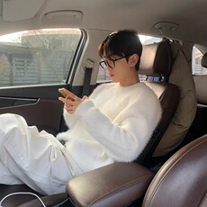 纯色圆领套头毛衣男秋冬新款高级感宽松慵懒风针织衫上衣网图，男装针织衫/毛衣，星座302B-2