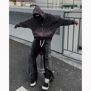 B221 美式ins高街暗黑小众渐变色宽松工装牛仔裤LK23143-P80控108图片