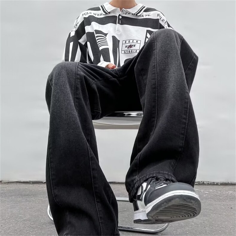 牛仔裤男秋季潮大码休闲裤子高街B8127P45【送腰带】,男装牛仔裤,星座1116-2