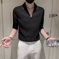 小格子西服领衬衫男七分袖慵懒时尚潮流日系原宿新款C10，男装西服，星座1116A-2（原606A-1）