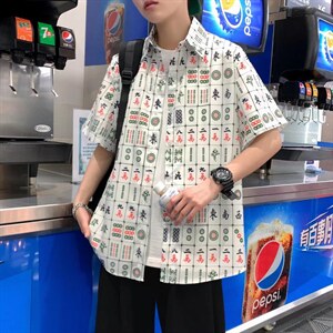 短袖衬衫春款男港风潮流S26P28图片