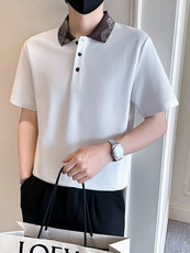 店主风社会小伙男士异色拼接翻领POLO衫男保罗衫301A-1/PL121/P58，男装Polo衫，星座301A-1