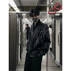 现货不缺货假两件皮衣复古夹克外套1209-1-JK17-P108（网图），男装夹克，星座1209-1