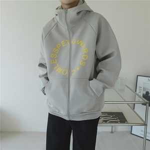 发泡印花460G撞色立领防风开衫卫衣秋冬男外套夹克GW006-P85图片