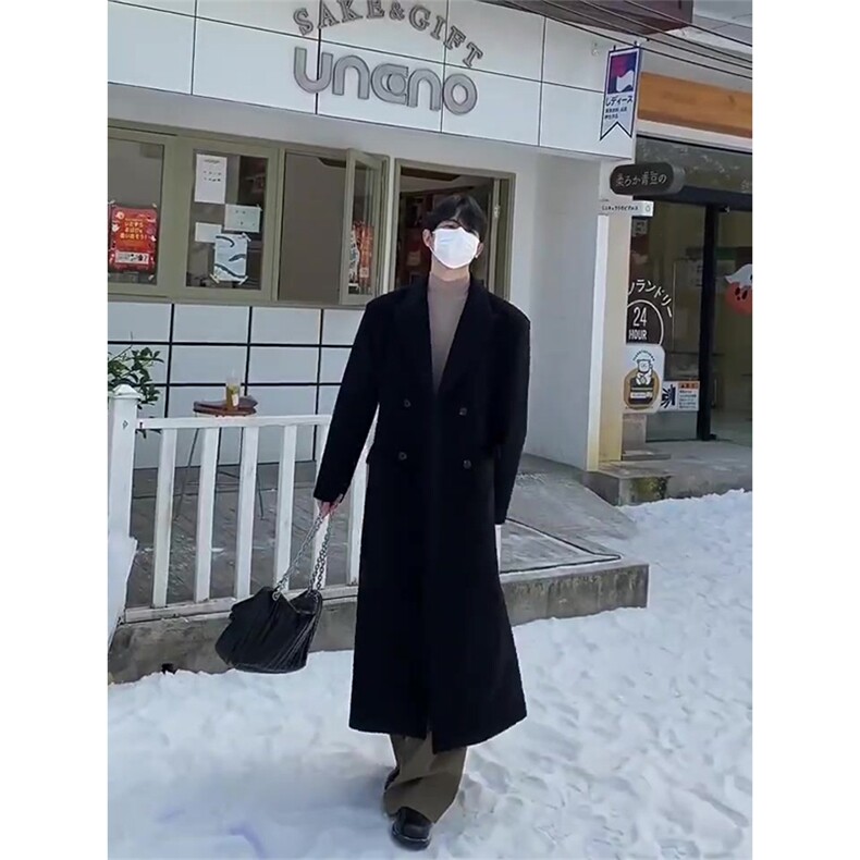 原版+加垫肩~美式cleanfit男士中长款过膝毛呢大衣外套Y983-P125，男装毛呢大衣，星座1004-3