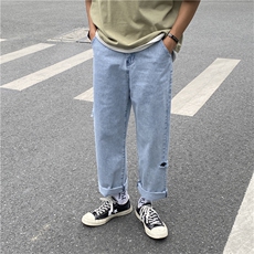主推差夏季割破港风直筒宽松老爹牛仔裤九分裤KD9902，男装牛仔裤，星座1008