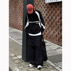 B221美式ins高街暗黑宽松拼接圆领卫衣T恤SY2316-P65控88，男装卫衣，电商B221