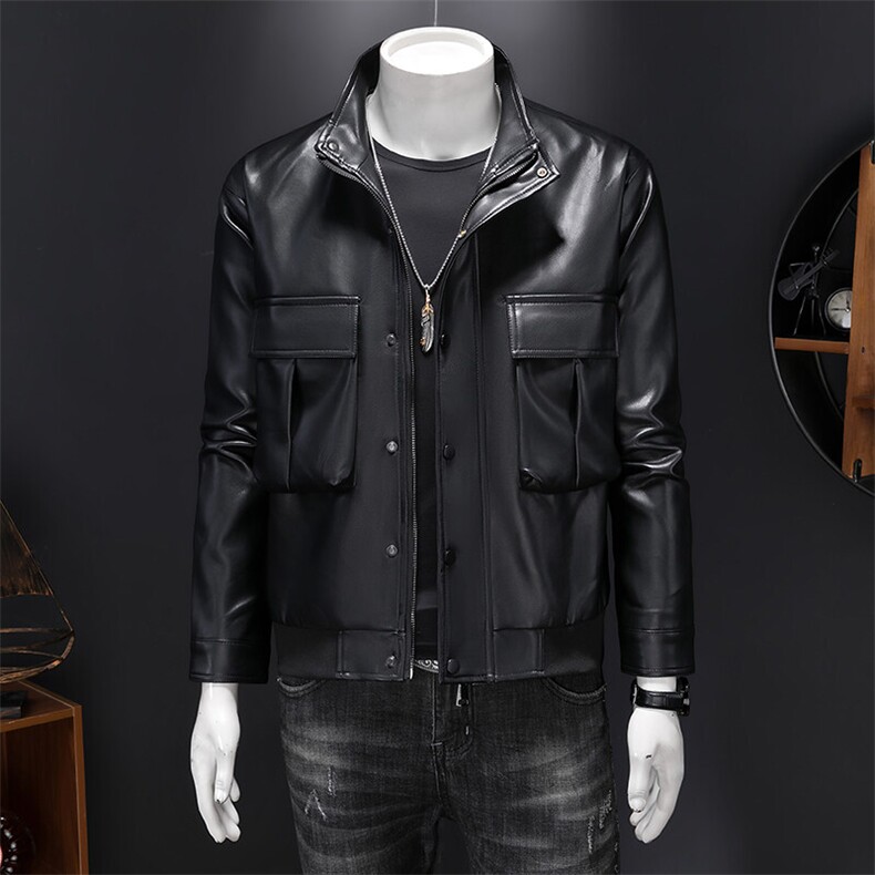 新款皮衣皮夹克潮酷帅气男式夹克309B-3-6803-P70，男装夹克，星座1409-3