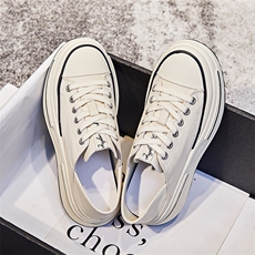 头层羊皮帆布鞋女2023秋季新款女士两穿小白鞋厚底板鞋女休闲女鞋，女鞋帆布鞋，电商A223