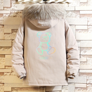 MM48139-P130 冬季大毛领棉衣男士大码加厚棉袄男棉服 砖墙挂拍图片