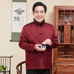 风唐装中老年可脱卸内胆休闲长袖爸爸装白鸭羽绒服TF818-235图片