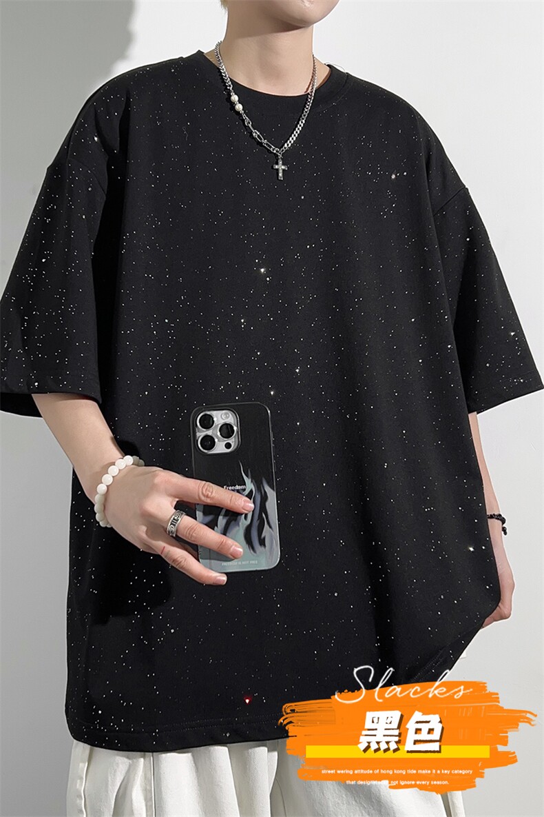 满天星光面料冰感短袖T恤宽松百搭纯色光板圆领短袖TC3159-P20,男装T恤,星座717