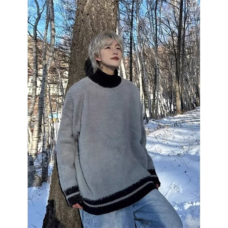 假两件毛衣男款冬季美式慵懒风复古高领针织衫MY026-P59，男装针织衫/毛衣，星座208-5