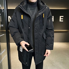 高品质重工工装中长款白鸭绒休闲宽松羽绒服外套XZ402-2P290控358，男装羽绒服，星座402-2