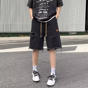破洞牛仔裤男韩版潮流痞子帅高街2024夏季新款ins五分裤RK285-P35图片