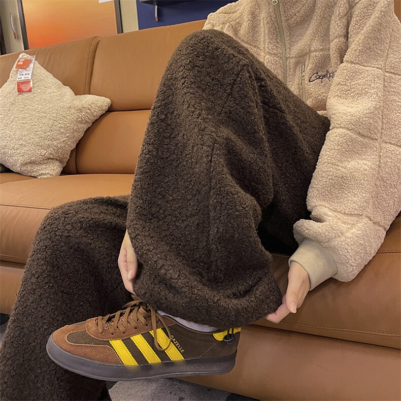 肌理毛绒舒适感简约裤高克重圈圈尼面料慢时尚休闲裤K881P60控98图片