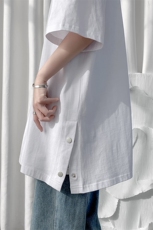 夏季新款港风设计感侧边排扣T恤宽松圆领短袖A071-T05-P28，男装T恤，电商A071