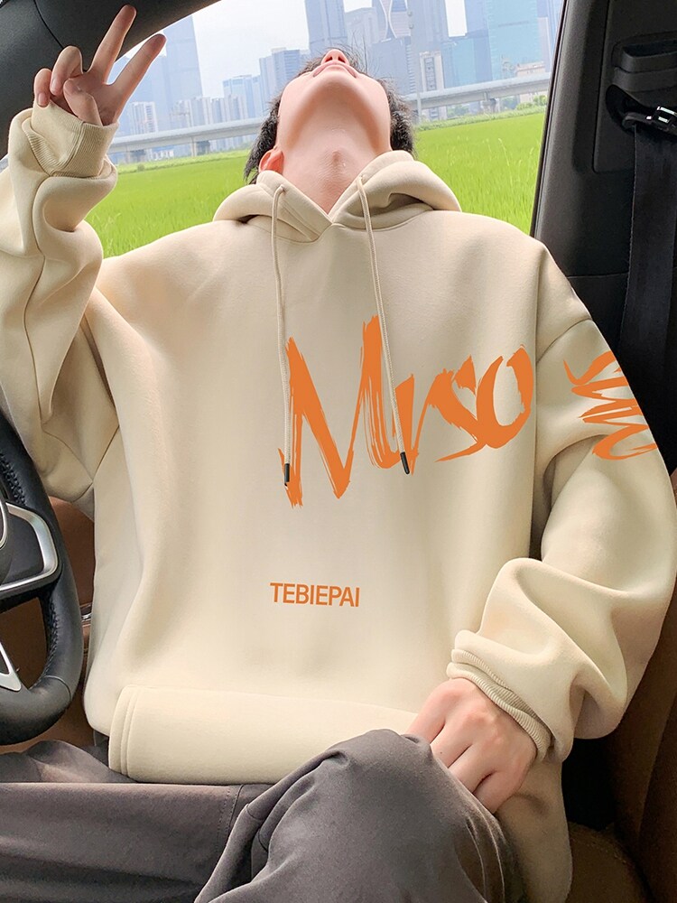 CM08P60加绒65重磅纯棉连帽卫衣秋冬外套字母印花帽衫秋冬外套,男装卫衣,星座304A-1