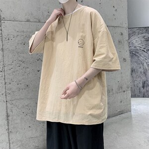 YT26072-P30 亚短袖t恤男大码五分袖男宽松七分袖 港风模特图片