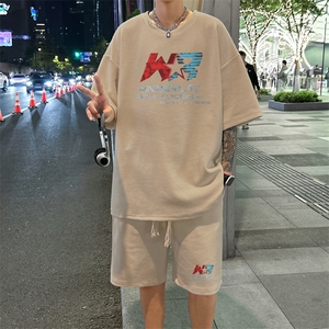 套装！ 华夫格套装短袖T恤短裤男 TZ227-特P 38图片