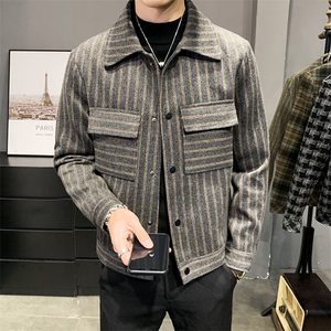 312A-5-1202-P125  春季新款妮子毛呢休闲夹克外套男呢子大衣A图片