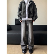 秋季新款复古裂纹水洗蓝色牛仔裤潮牌高街休闲5Q2072-TP4578，男装牛仔裤，电商A102