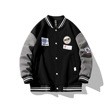 夹克男日系挂拍宽松大码棒球服贴标上衣外套DSA157B-J8080-P75，男装夹克，电商A157-1