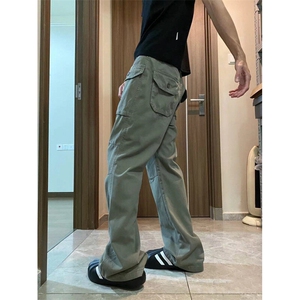 【有货】D6255-P58美式复古工装裤男女褶皱vibe微喇叭伐木伞兵裤图片