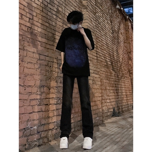 图片已授权弹力渐变大码微喇毛边直筒牛仔裤男K860-K861-K866-P50图片
