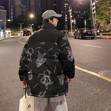 有版权立领印花拼色卡通得物情侣学生轻薄短款羽绒服控220，男装羽绒服，星座301D-4(原星座1004-4）
